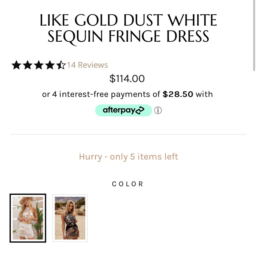 12th Tribe Like Gold Dust White Sequin Fringe Dress - Picture 4 of 6